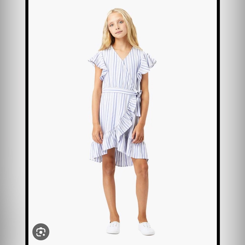 HABITUAL Girls’ Shae Wrap Dress stripes ruffle dress sz 12